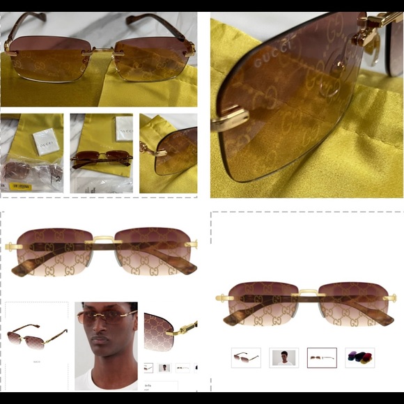 GUCCI VERY COOL ,UNISEX WITH LOGO “ GG” ON RIMLESS RECTANGULAR SUNGLASSES - Picture 16 of 16